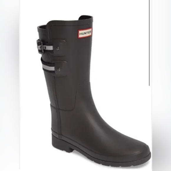 ✨ Hunter Original Refined Short Rain Boots charcoal gray - 8 - worn 5x RARE 🔥 - Picture 1 of 11